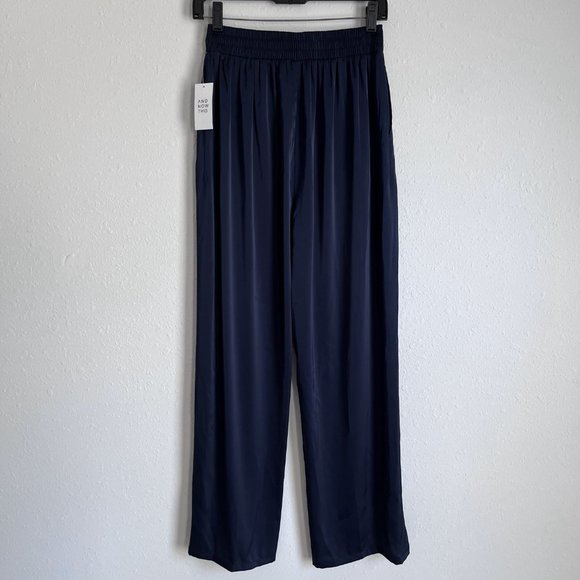 NWT Blue Satin Wide Leg Pants - Picture 4 of 7